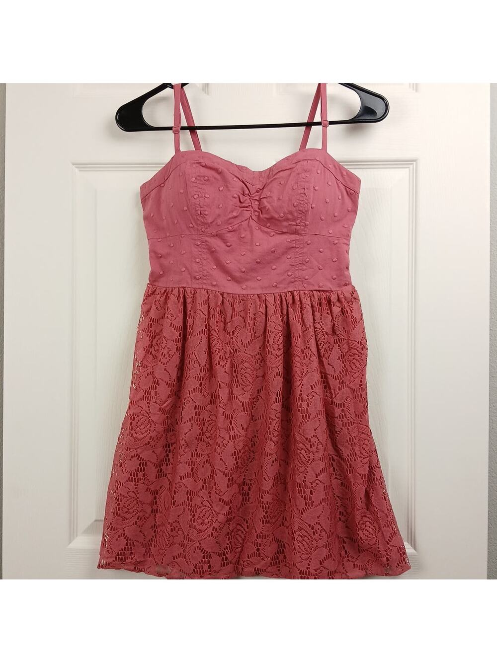 AEO Pink Bustier Lace Sundress Sm repaired removable padding adjustable straps